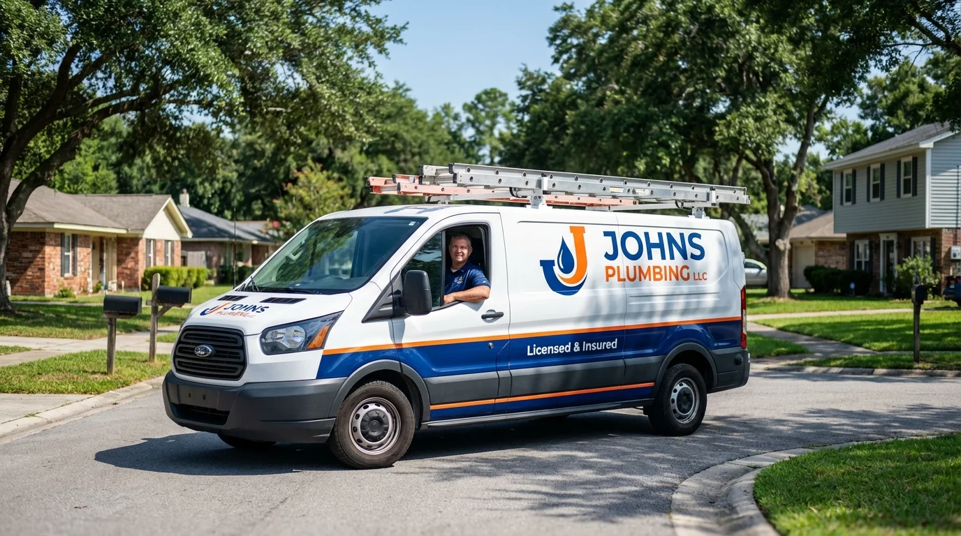 Johns Plumbing LLC service van in Haddon Heights, NJ