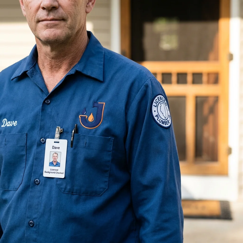 Licensed plumber showing ID badge in Haddon Heights, NJ