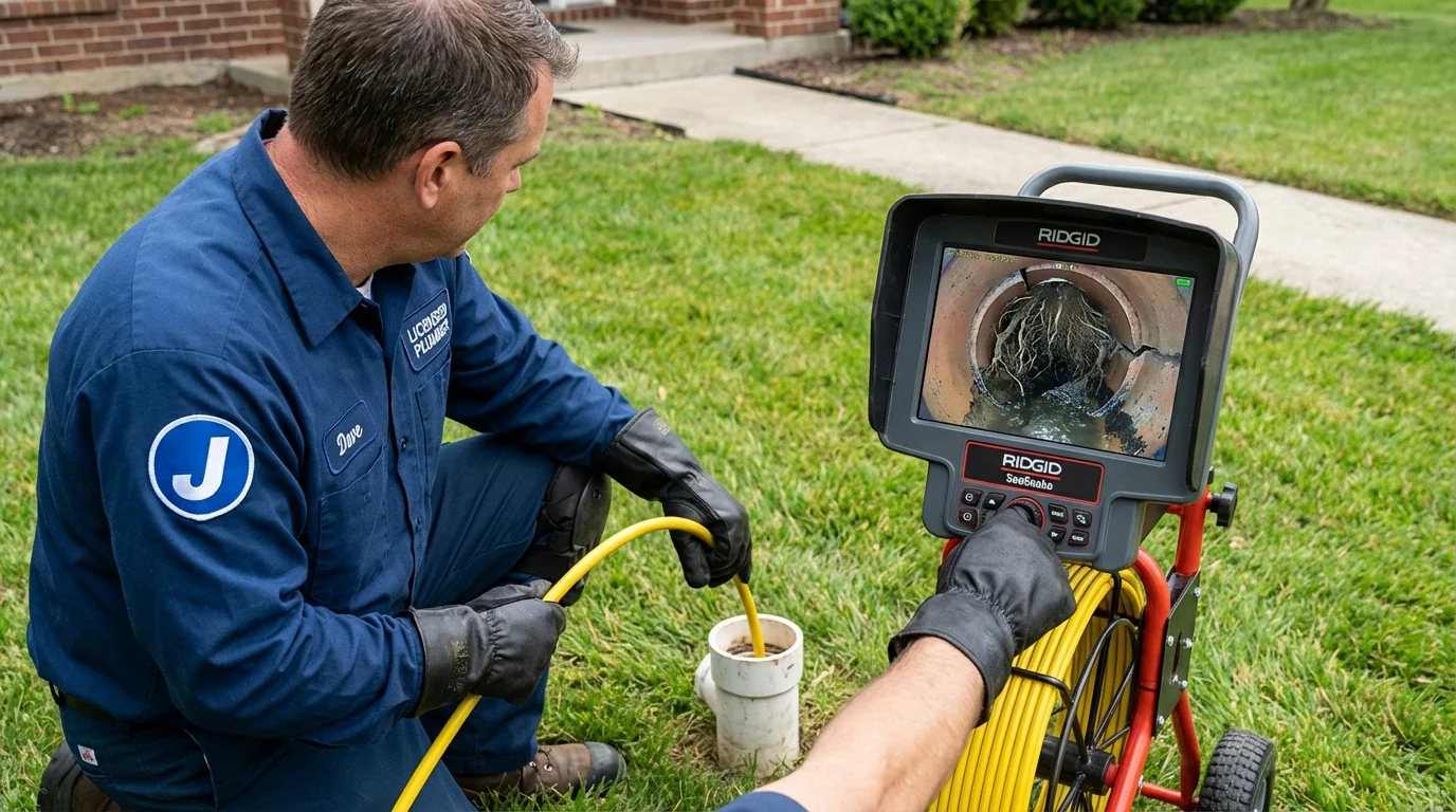 Sewer camera inspection being performed by Johns Plumbing LLC in Haddon Heights